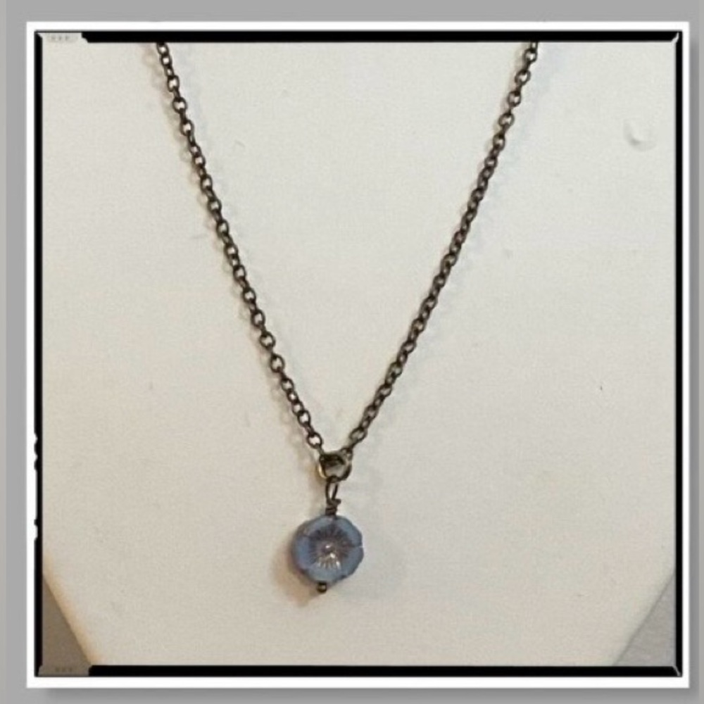 NEW Czech Glass Pansy brass necklace